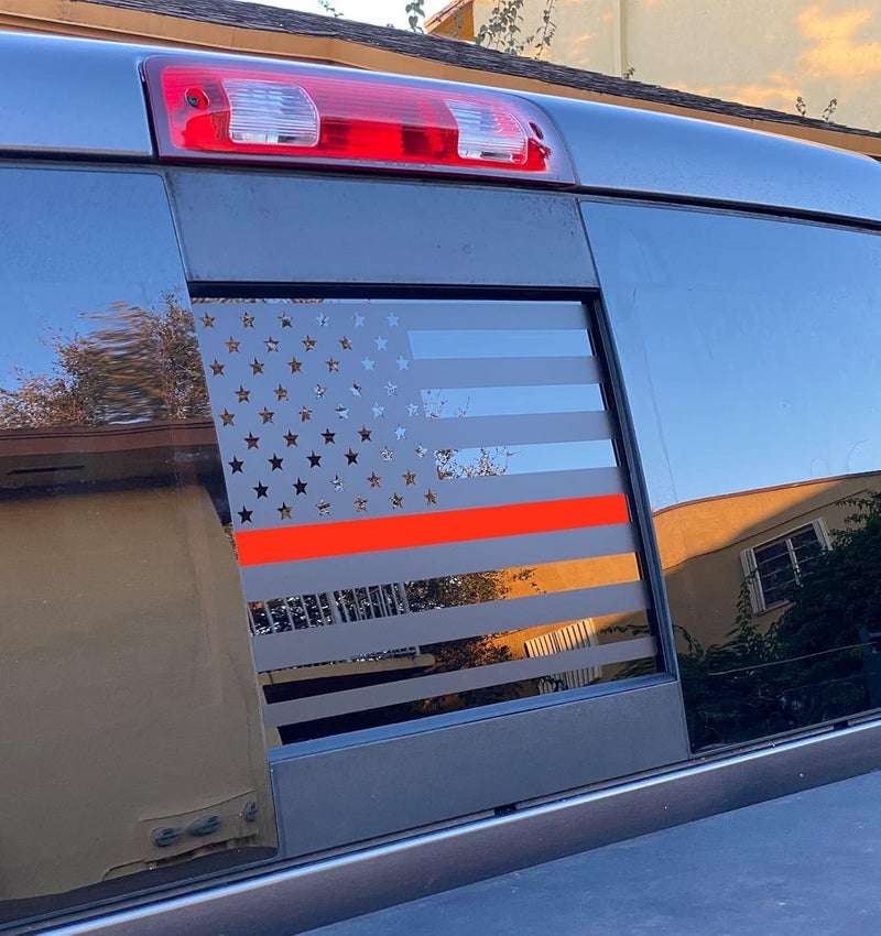 xinghe for Dodge Ram 2009 to 2024, American Flag Decals Stickers for Truck Back Middle Window, Matte Black USA Flag Decal - Image 1